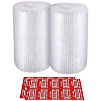 2-Pack Bubble Cushioning Wrap Rolls Packing Materials, 3/16" Air Bubble, 12 Inch x 72 Feet Total, Perforated Every 12…