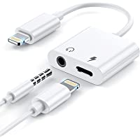 [2 in 1] Headphone Adapter for iPhone，Apple MFi Certified Lightning to 3.5mm Jack Dongle Aux Audio Charger Splitter…