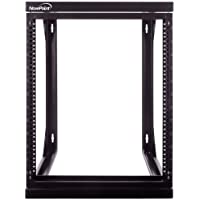 NavePoint 12U Wall Mount IT Open Frame 19 Inch Rack with Swing Out Hinged Gate Black