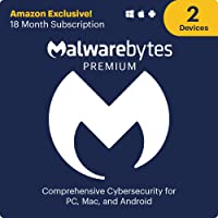 Malwarebytes 4.5 Latest Version | Amazon Exclusive | 18 Months, 2 Devices (PC, Mac, Android) [software_key_card]