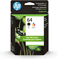 Original HP 64 Black/Tri-color Ink Cartridges (2-pack) | Works with HP ENVY Inspire 7950e; ENVY Photo 6200, 7100, 7800…