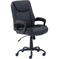 Amazon Basics Classic Puresoft Padded Mid-Back Office Computer Desk Chair with Armrest - Black