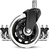 Office chair wheels replacement rubber chair casters for hardwood floors and carpet, set of 5, heavy duty office chair…