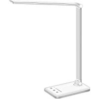 White crown LED Desk Lamp, Eye-Caring Table Lamps, Natural Light Protects Eyes, 5 Modes, 10 Brightness Levels, Touch…