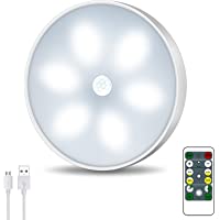 LED Closet Lights Wireless Motion Sensor Puck Light, Newest Version USB Rechargeable Dimmer Step Light with Remote…