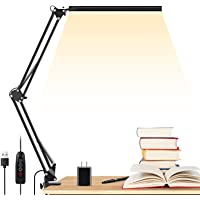 LED Desk Lamp, ENOCH 14W Eye-Caring Metal Swing Arm Desk Lamp with Clamp, 3 Modes, 30 Brightness Dimmable Clamp Desk…