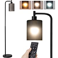 addlon LED Floor Lamp, with Matte Black Hanging Glass Lampshade for Bedroom and Living Room, Remote Control Dimming…
