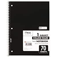 Mead Spiral Notebooks, 1 Subject, College Ruled, 70 Sheets, Assorted Colors, Color Selected For You May Vary, 1 Count…