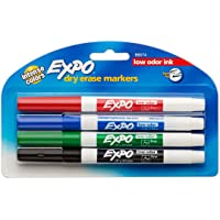 EXPO 86674K Low-Odor Dry Erase Markers, Fine Point, Assorted Colors, 4-Count