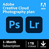 Adobe Creative Cloud Photography plan 1 TB (Photoshop + Lightroom)|1-month Subscription with auto-renewal, PC/Mac