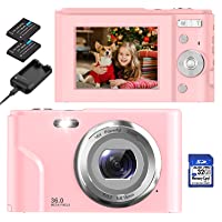 Digital Camera, COZPUZHAT Vlogging Camera Mini Kids Camera FHD 1080P 36.0 MP 16X Digital Zoom LCD Screen 32GB SD Card 2…