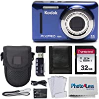 Kodak PIXPRO FZ53 16.15MP Digital Camera (Blue) + Black Point & Shoot Case + Transcend 32GB UHS-I U1 SD Memory Card…