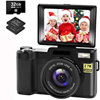 Digital Camera Vlogging Camera with YouTube 30MP Full HD 2.7K Vlog Camera with Flip Screen 180° Rotation with 32GB…