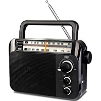 Retekess TR604 AM FM Radio, Portable Simple Plug in Radio with Easy Operation, Powered by 3 D Batteries or AC 110V, Suit…