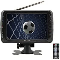 Milanix MX7 7" Portable Widescreen LCD TV with Detachable Antennas, USB/SD Card Slot, Built in Digital Tuner, and AV…