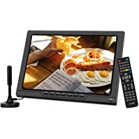 13.3 inch TV with ATSC/NTSC Tuner, Portable TV with HDMI Input and USB Port, Rechargeable Battery TV with Dual Stereo…