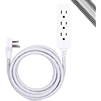 GE Pro 3-Outlet Power Strip with Surge Protection, 8 Ft Designer Braided Extension Cord, Grounded, Flat Plug, 250 Joules…