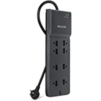 Belkin Power Strip Surge Protector with 8 AC Multiple Outlets, 8 ft Long Flat Plug Heavy Duty Extension Cord for Home…