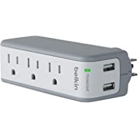 Belkin Wall Mount Surge Protector - 3 AC Multi Outlets & 2 USB Ports - Flat Rotating Plug Splitter - Wall Outlet…