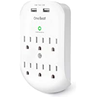 6-Outlet Surge Protector, Wall Outlet Extender Multi Plug Outlet Wall Adapter with 2 USB Charging Ports 2.4 A, 490…