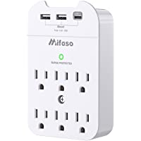 Outlet Extender - Wall Surge Protector with 6 Outlets 3 USB (1 USB C, Total 4.5A), Multi Plug Outlet Splitter, Wall…