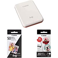 Canon Ivy Mobile Mini Photo Printer Through Bluetooth(R), Rose Gold with Canon Zink Photo Paper Pack, 50 SheetsandCanon…