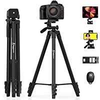KINGJUE 60'' Camera Phone Tripod Stand Compatible with Canon Nikon DSLR with Universal Tablet Phone Holder Remote…