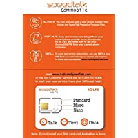 SpeedTalk Mobile $5 SIM Card Kit for 5G 4G LTE iOS Android Smart Phones with 1st Month Preloaded Cellphone Plan | 3 in 1…