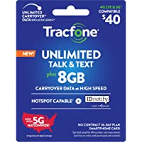 Tracfone $40 Unlimited Talk, Text, 8GB Data, Hotspot Capable - 30 Day Smartphone Plan