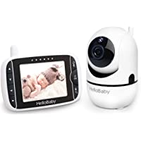 Baby Monitor with Remote Pan-Tilt-Zoom Camera and 3.2'' LCD Screen, Infrared Night Vision (White with Black)