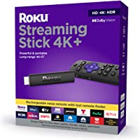 Roku Streaming Stick 4K+ (2021) Streaming Device 4K/HDR/Dolby Vision with Roku Voice Remote Pro, Black