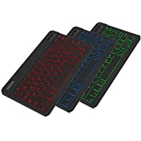 Arteck HB030B Universal Slim Portable Wireless Bluetooth 3.0 7-Colors Backlit Keyboard with Built in Rechargeable…
