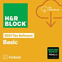 H&R Block Tax Software Basic 2021 with 3% Refund Bonus Offer (Amazon Exclusive) | [PC Download]