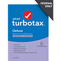 [Old Version] TurboTax Deluxe 2020 Desktop Tax Software, Federal Returns Only + Federal E-file [Amazon Exclusive] [PC…