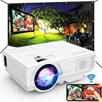 BIGASUO [2021 Upgrade] HD Bluetooth Projector Built in DVD Player, Mini Video Projector 1080P Supported Compatible with…