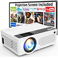 TMY Projector 7500 Lumens with 100 Inch Projector Screen, 1080P Full HD Supported Video Projector, Mini Movie Projector…