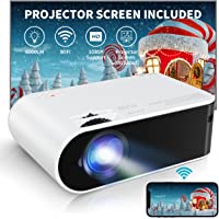 Mini Projector with Projector Screen, BACAR 6000 Lux Portable Projector Support 1080P HD 200" Display Compatible with…