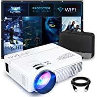 9000 Lumens Mini Wifi Projector (100" Screen Included), 1080P Supported and 200'' Display, Portable Movie Outdoor…