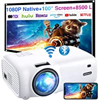 Projector with WiFi and Bluetooth, HOWWOO Native 1080P Portable Projector with 100" Screen, 8500L Outdoor Movie…