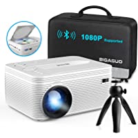 BIGASUO [2021 Upgrade] HD Bluetooth Projector Built in DVD Player, Mini Video Projector 1080P Supported Compatible with…