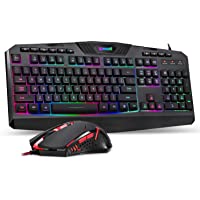 Redragon S101 Wired Gaming Keyboard and Mouse Combo RGB Backlit Gaming Keyboard with Multimedia Keys Wrist Rest and Red…