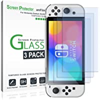 amFilm Tempered Glass Screen Protector Compatible with Nintendo Switch OLED model 2021 (3-Pack)