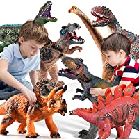 TEMI 7 Pieces Dinosaur Toys for Kids and Toddlers,Jurassic World Dinosaur T-Rex Triceratops, Large Soft Dinosaur Toys…