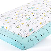 Stretchy-Pack-n-Play-Playard-Sheets-Brolex 2 Pack Portable Mini Crib Sheets,Convertible Playard Mattress Cover for Baby…