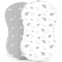 Kids ‘N Such Fitted Bassinet Sheets for Hourglass, Oval & Rectangular Bassinet Mattress, Elephants/Clouds/Stars, 2 Pack