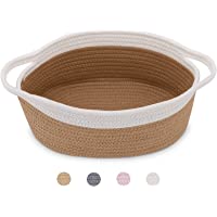 ABenkle Small Woven Baskets, 12"x 8" x 5" Shelf Storage Basket, Tiny Cute Rope Basket Room Storage Chest Oval Box, Dog…