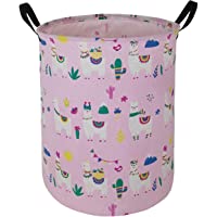 HUAYEE 19.6 Inches Large Laundry Basket Waterproof Round Cotton Linen Collapsible Storage bin with Handles for Hamper…