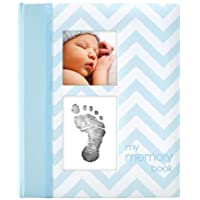 Pearhead First 5 Years Chevron Baby Memory Book with Clean-Touch Baby Safe Ink Pad to Make Baby's Hand or Footprint…