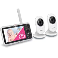 [Newly Upgraded] VTech VM350-2 Video Monitor with Battery supports 12-hr Video-mode, 21-hr Audio-mode, 5" Screen, 2…