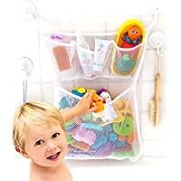 Original Tub Cubby Bath Toy Storage - Hanging Bath Toy Holder, with Suction & Adhesive Hooks, 14"x20" Mesh Net Shower…